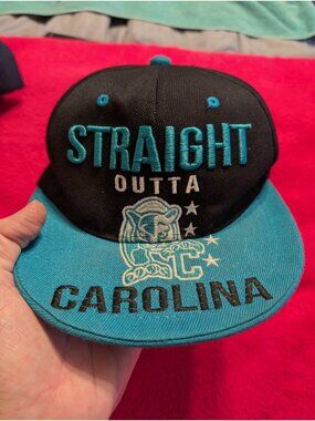 Leader Of The Game Straight Outta Carolina Snapback Hat Black Teal Hip Hop Cap